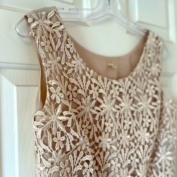 SOLD Embroidered Lace Overlay Chiffon Sleeveless Blouse Size 8P - Picture 4 of 11